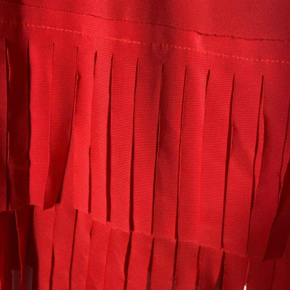 Attitudes by Renee Como Jersey Fringe Jacket Cardigan Topper Tomato Red M New - Picture 6 of 14